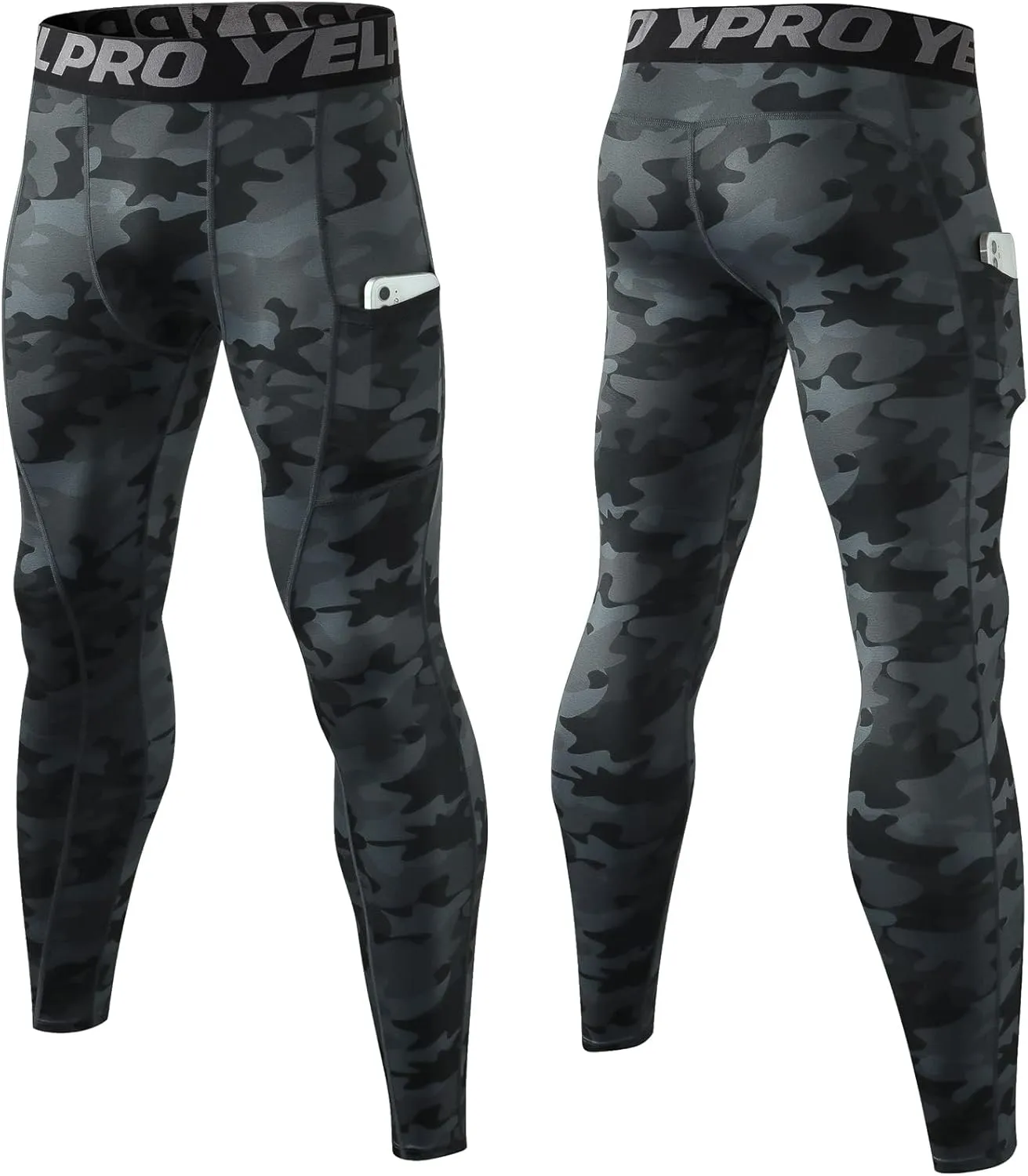 SPVISE 2 or 3 Pack Men's Compression Pants Leggings Running Tights with Pocket Cool Dry Workout Base Layer Athletic Gym Pants