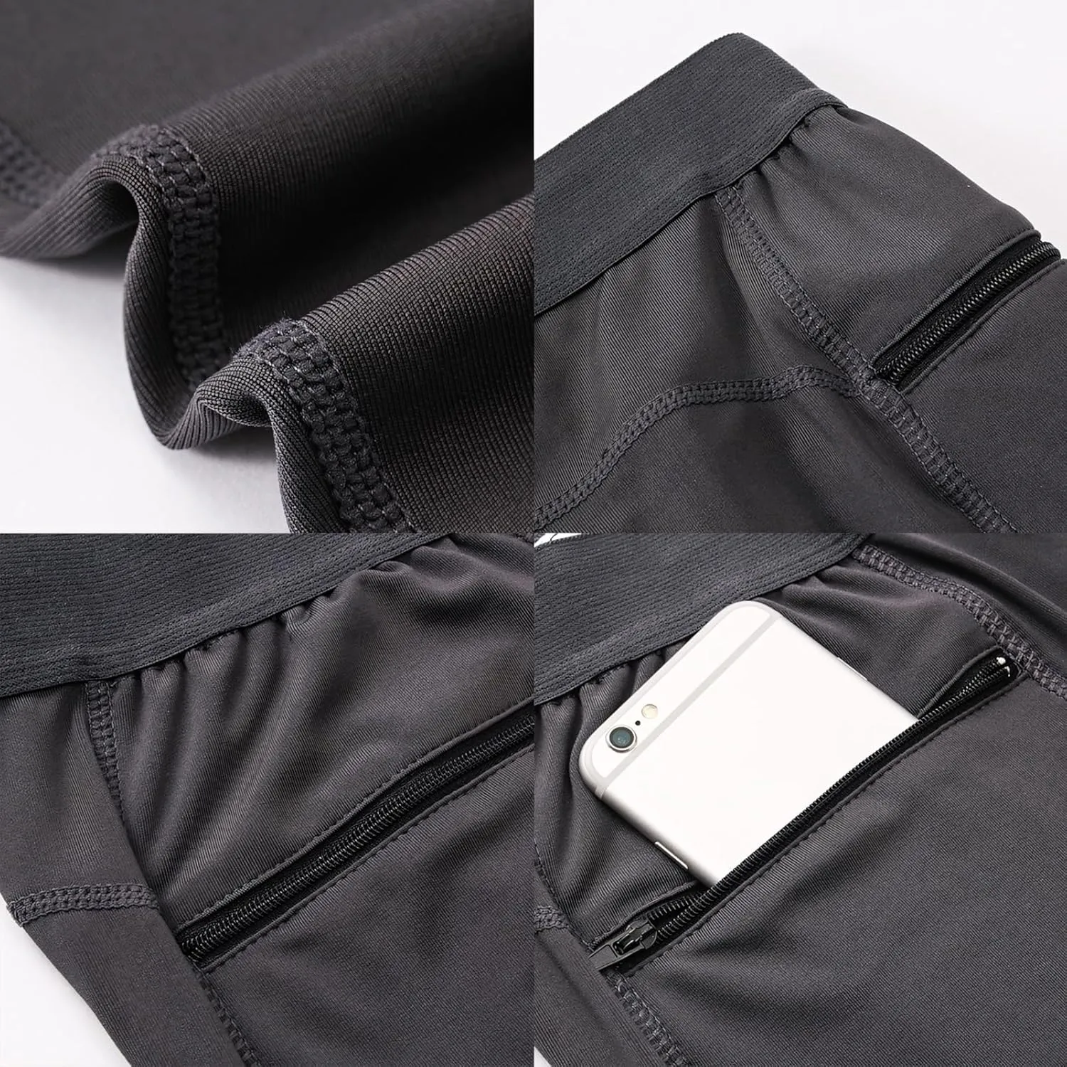 TopTie Men's Compression Pants Zipper Pocket Baselayer Sports Tights Leggings