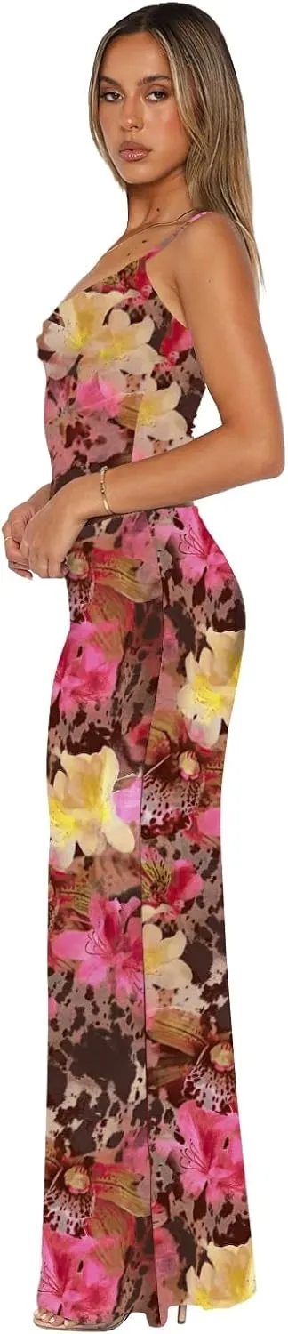 Two Piece Skirt Set for Women - Sexy 2 Pc Sleeveless Spaghetti Strap Pleated Tank Top Maxi Long Skirts Sets
