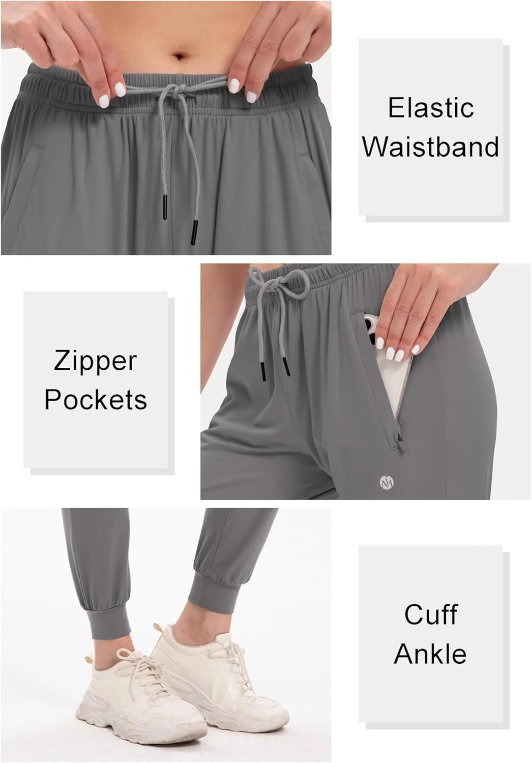 Women's Joggers Pants with Zipper Pockets Tapered Athletic Running Sweatpants for Women Yoga Golf Lounge