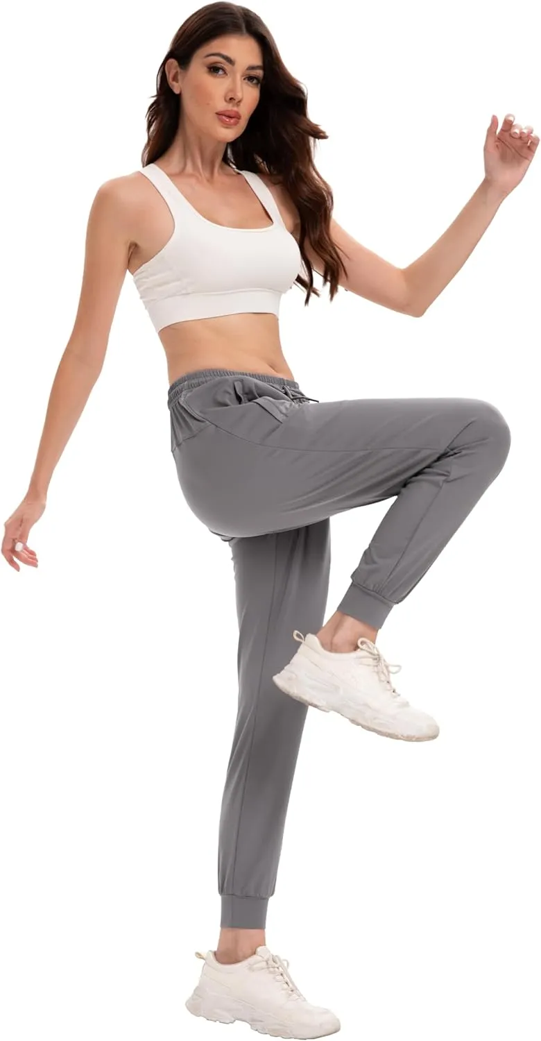 Women's Joggers Pants with Zipper Pockets Tapered Athletic Running Sweatpants for Women Yoga Golf Lounge