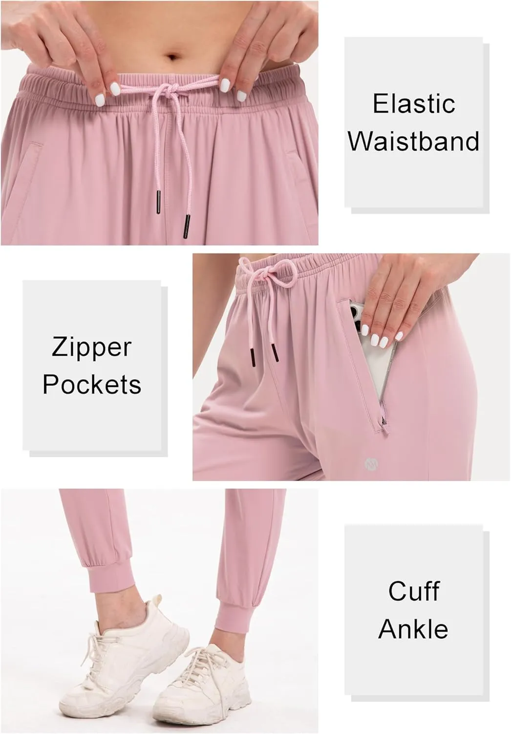 Women's Joggers Pants with Zipper Pockets Tapered Athletic Running Sweatpants for Women Yoga Golf Lounge