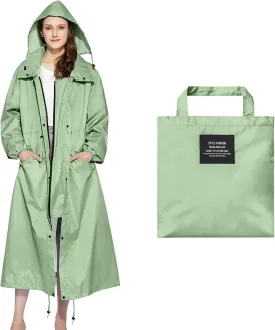 Womens Long Raincoats Waterproof Rain Jacket Lightweight Breathable Hooded Windbreaker