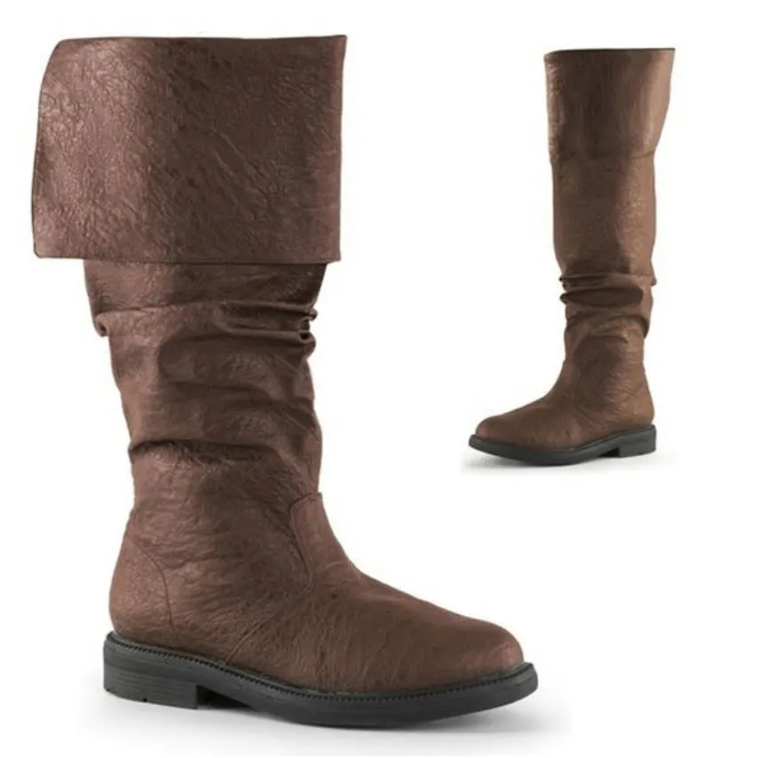 Women's slouchy medieval boots slip on knee high boots Medieval riding boots