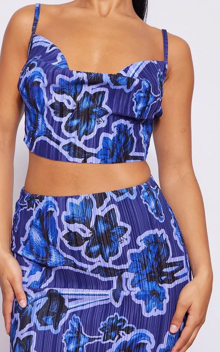 Women's Summer 2 Piece Beach Outfit Casual Sleeveless Pleated Cropped Tank Top High Waisted Maxi Skirt Set