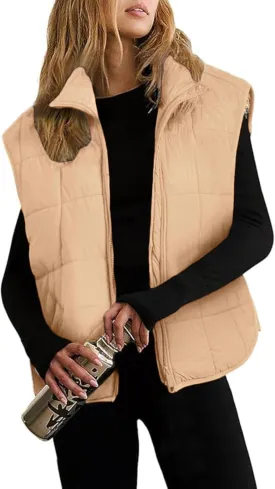 Xiaoxuemeng Puffer Vest Women Lightweight Zip Up Quilted Vest Padded Gilet Sleeveless Jacket with Pockets